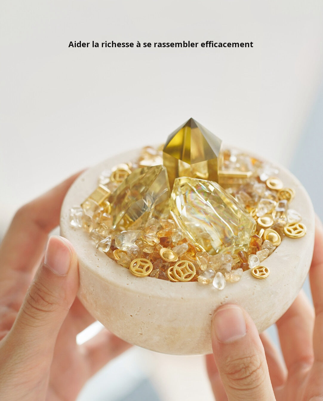 Bol Magnétique Prospérité 2025 - Citérine Bol d'Abondance - Attracteur d'Or - Richesse & Opportunités -Cadeau Énergétique